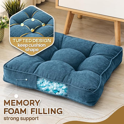 Floor Pillow Set of 2, Memory Foam Floor Cushions - Image 2