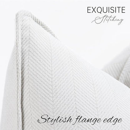 ZWJD Cream Pillow Covers 26x26 Set of 2 Chenille Throw Pillow Covers - Image 2