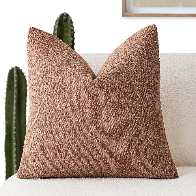 Foindtower Decorative Textured Boucle Throw Pillow Covers Accent Solid Pillow by Foindtower