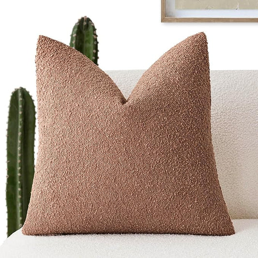 Foindtower Decorative Textured Boucle Throw Pillow Covers Accent Solid Pillow by Foindtower