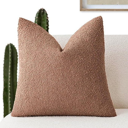 Foindtower Decorative Textured Boucle Throw Pillow Covers Accent Solid Pillow by Foindtower