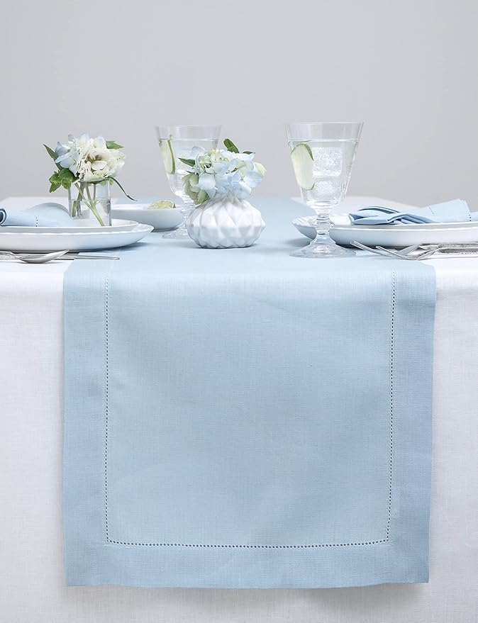 Solino Home Linen Sky Blue Table Runner 120 Inches Long by SolinoHome