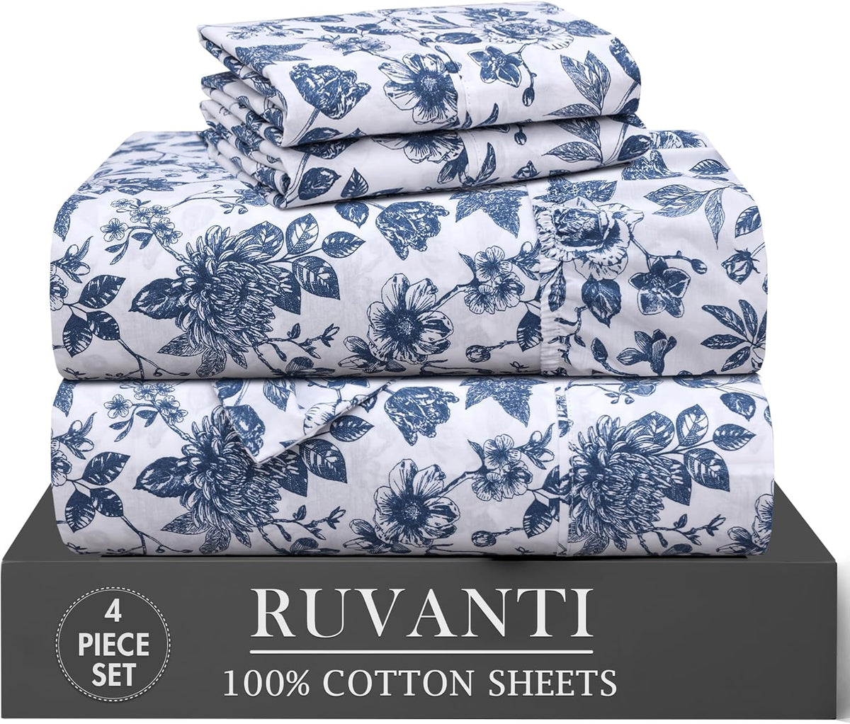 ruvanti 100% cotton twin sheets, percale weave twin, main product view