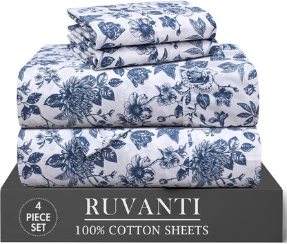 ruvanti 100% cotton twin sheets, percale weave twin, main product view