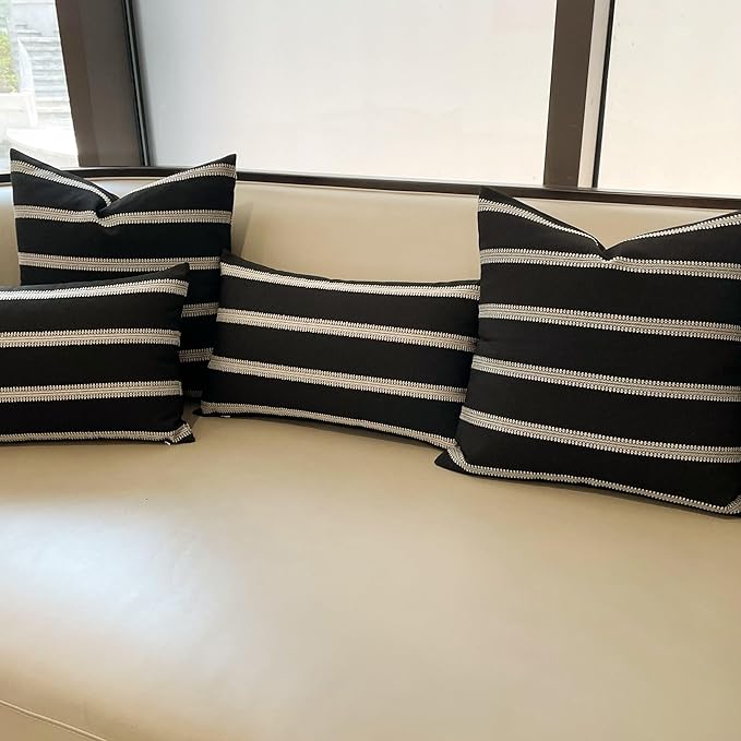 Slow Cow Decorative Stripe Throw Pillow Cover Modern Country Design Cushion - Image 7