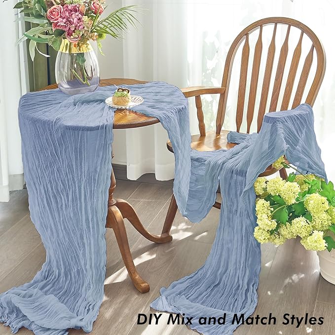 IVAPUPU 10 Pcs Cheesecloth Table Runner - 10ft Dusty Blue Boho Gauze Cheese - Image 5