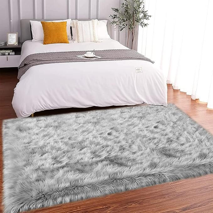 Latepis 3x5 Faux Sheepskin Rug, Faux Fur Rug - Image 7