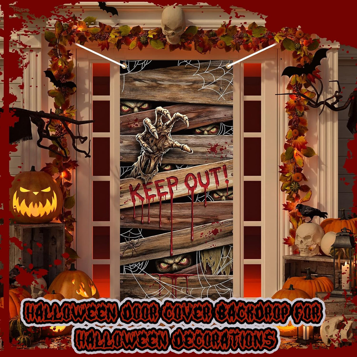 Preboun 6 Pcs Halloween Door Cover, 35 x 78 Inch Hanging Banner