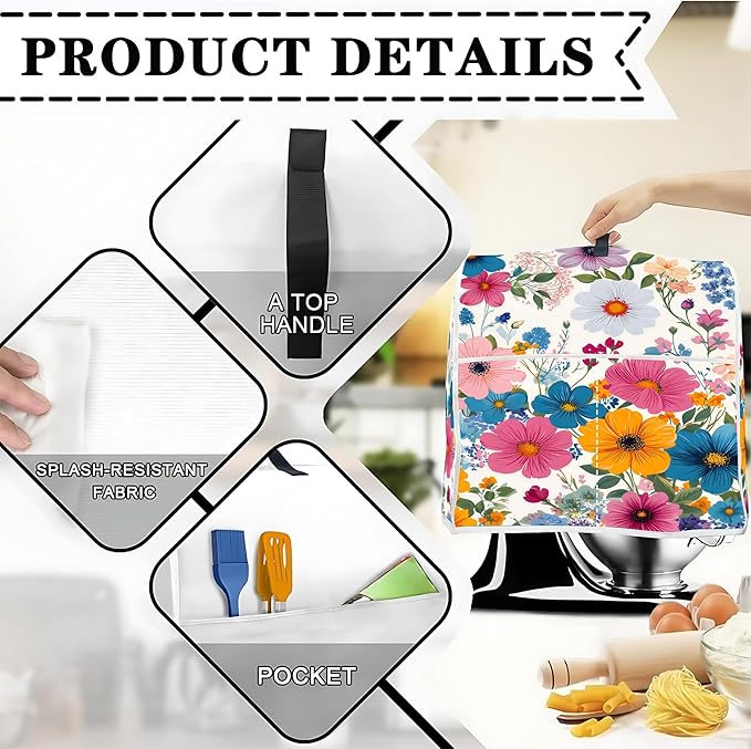 Mixer Dust Cover for 6-8 Qt Stand Mixer, Cloth Cover - Image 3