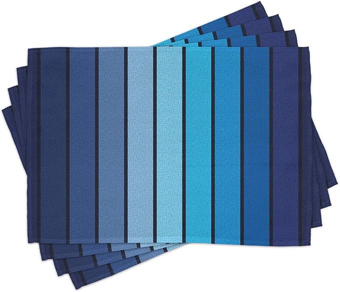 Ambesonne Navy Place Mats Set of 4, Plaques in Marine Tones Border Lines by Ambesonne