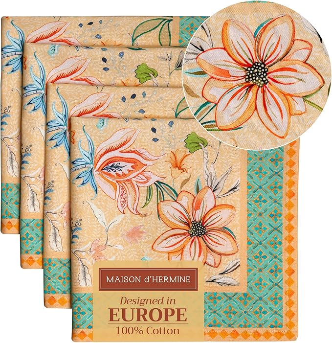 Maison d' Hermine Cloth Napkins Set of 4 100% Cotton Everyday Reusable Square by MaisondHermine