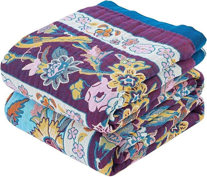 Fall Blanket for Bed, 100% Cotton Soft Rustic Boho Throw Blanket Quilt by XIBLC