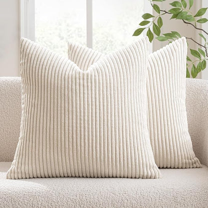MIULEE Pack of 2 Corduroy Pillow Covers Soft Soild Cushion Cases Decorative by MIULEE