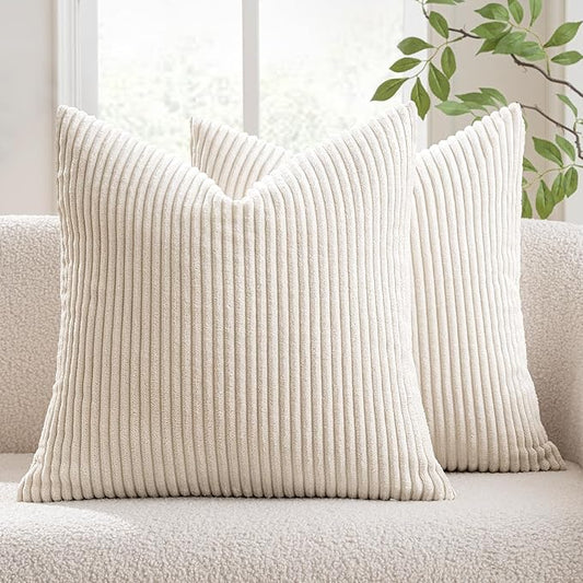 MIULEE Winter Pack of 2 Corduroy Pillow Covers Soft Soild Cushion Cases by MIULEE