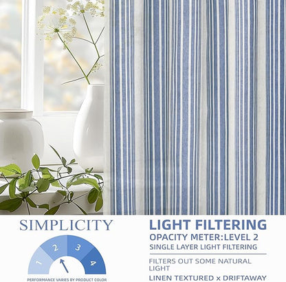 DriftAway Farmhouse Vertical Striped Linen Blend Textured Light Filtering Semi - Image 3