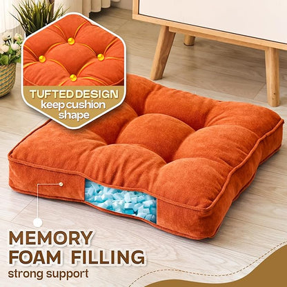 Floor Pillow Set of 2, Memory Foam Floor Cushions - Image 2