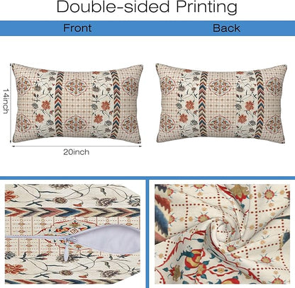 Throw Pillow Covers Boho Floral Pillow Covers 20x12 Inch Set of 2 Throw Pillows - Image 2
