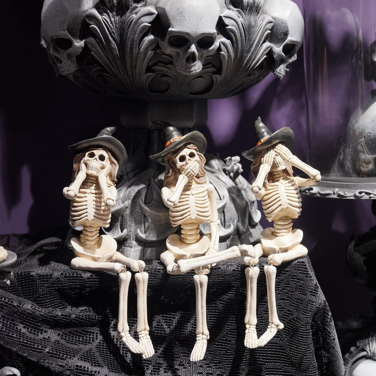 Newman House Studio Halloween-Décorations No-Evil-Skeleton-Figurines
