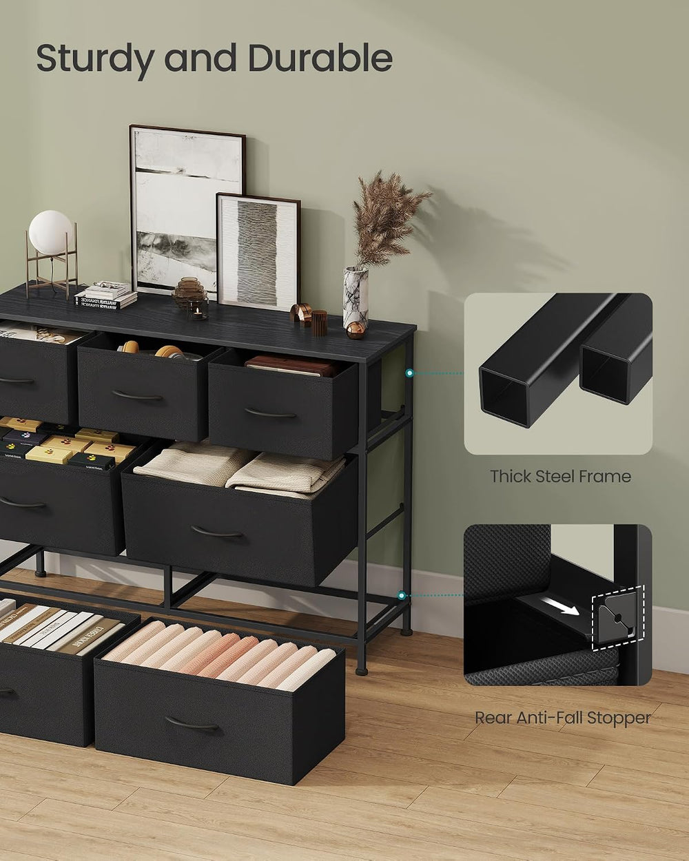 SONGMICS Dresser for Bedroom, Wide Dresser with 7 Fabric Drawers