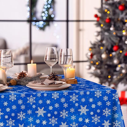 Jectivs 3 Pieces Christmas Snowflake Plastic Party Tablecloth Decorations - Image 5