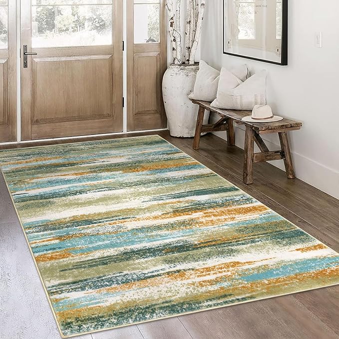Modern Abstract 4x6 Living Room Washable Rug Non-Slip Soft Bedroom Area Rug - Image 2