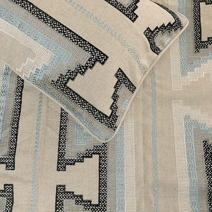 The HomeCentric King Queen Twin Blue & Ivory Designer King 90"x18" Bed Runner - Image 4