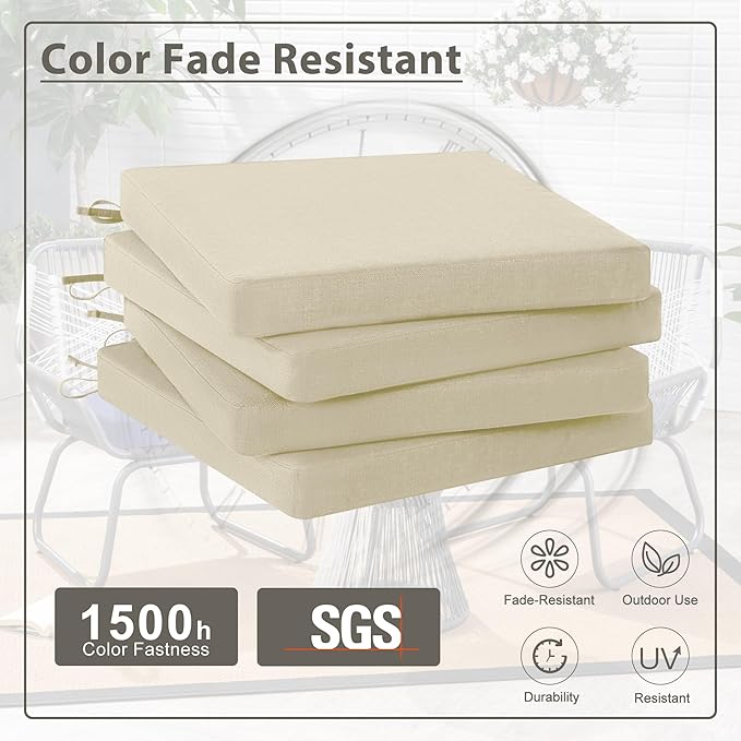 Favoyard Outdoor Chair Cushion Set of 4 Rainproof & Color Fade Resistant 19 x - Image 5