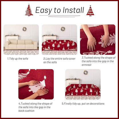 MYSKY HOME 71X134 inches Sofa Christmas Couch Cover, Sectional Sofa Covers Sofa - Image 6