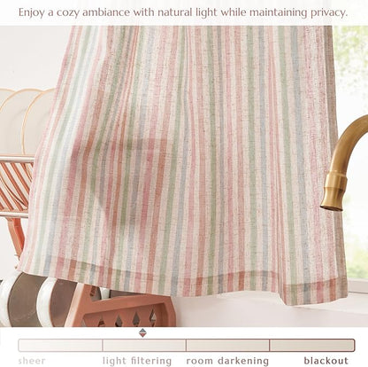 jinchan Striped Linen Kitchen Curtains 30 Inches Christmas Tier Curtains - Image 5