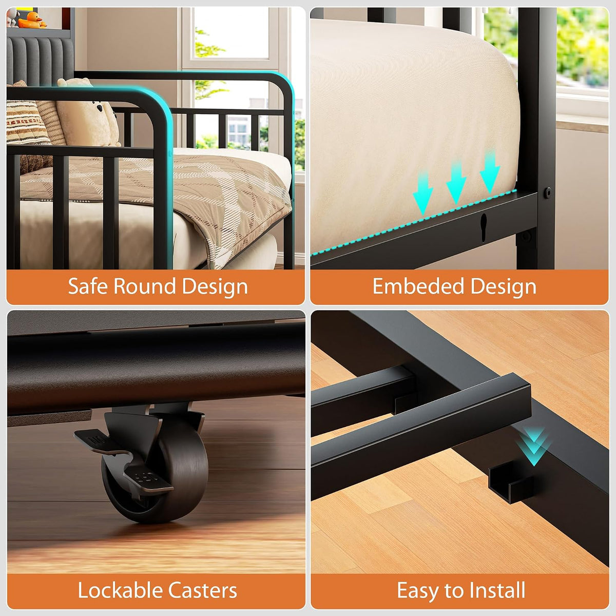 daybed with trundle and led light, heavy duty on a desk or shelf