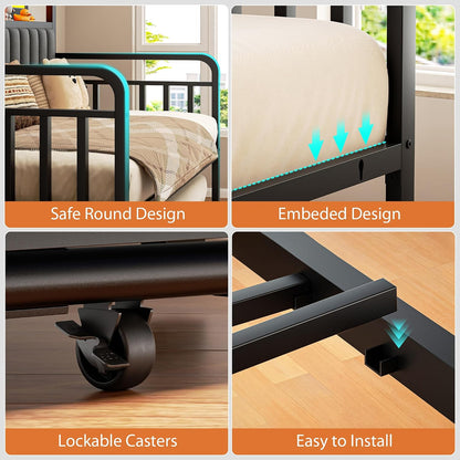 daybed with trundle and led light, heavy duty on a desk or shelf