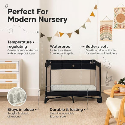 2-Pack Waterproof Pack and Play Sheets, Mini Crib Sheets Fitted - Image 5