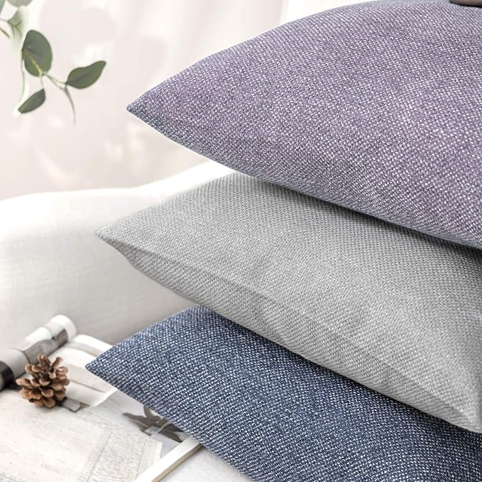 Phantoscope Pack of 2 Farmhouse Throw Pillow Covers Button Vintage Linen Solid - Image 4