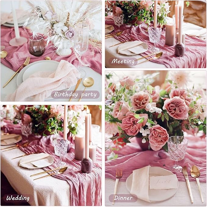 12 Pack 10Ft Cheesecloth Table Runner 35x120 Inch Boho Gauze Table Runner - Image 6