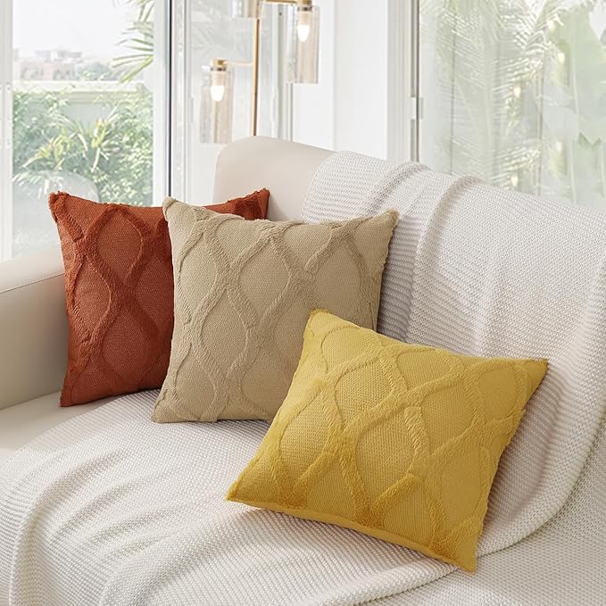 decorUhome Throw Pillow Covers 18x18 Inch Set of 2, Soft Plush Faux Fur Wool - Image 7