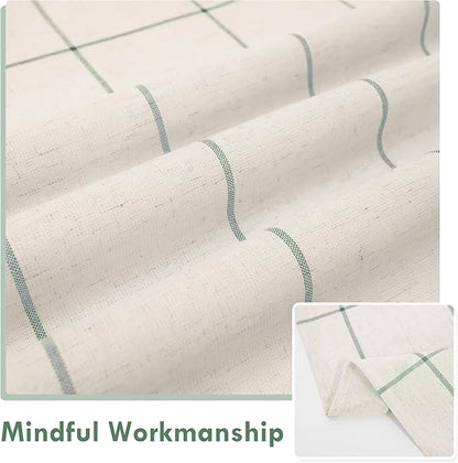 DriftAway Kitchen Curtains Striped Tier Linen Short Curtains Windowpane Plaid - Image 5