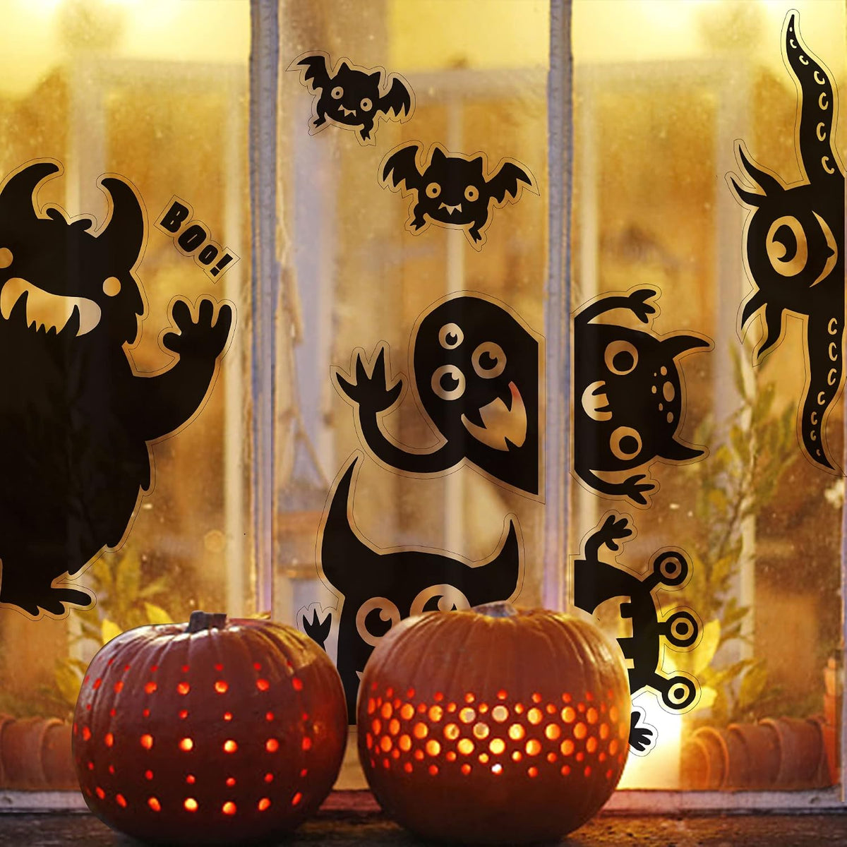 JOYIN 6Pcs Halloween Decorations Window Covers Clings, Monster Novelty Cute Wiggly Decor Decal Stickers for Party Supplies