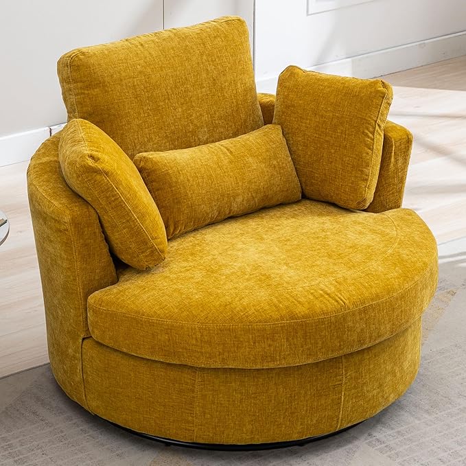 Aoiy & Wifon 42" W Oversized Swivel Accent Chair, Upholstered Round Barrel Chair - Image 7