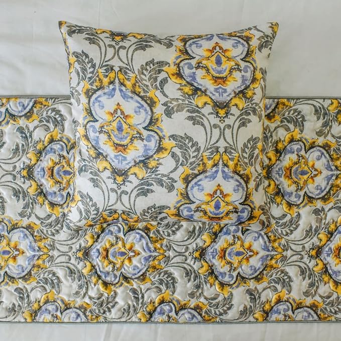 The HomeCentric King/Queen/Twin Grey Decorative Full 68"x18" Bed Runner - Image 2