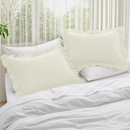 KKJIAF Ruffle Pillow Cases King Size Set of 2, Ruffled Pillow Covers - Image 2