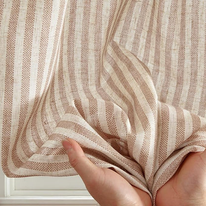 jinchan Striped Linen Kitchen Curtains 20 Inches Length Tier Curtains Farmhouse - Image 8