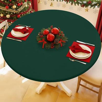 Round Spandex Tablecloth, Elastic Fitted Waterproof Tablecloths by Moosfor