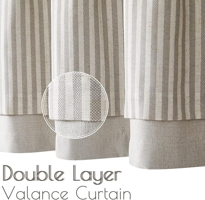 jinchan Linen Valance Curtain Striped Valance - Image 4