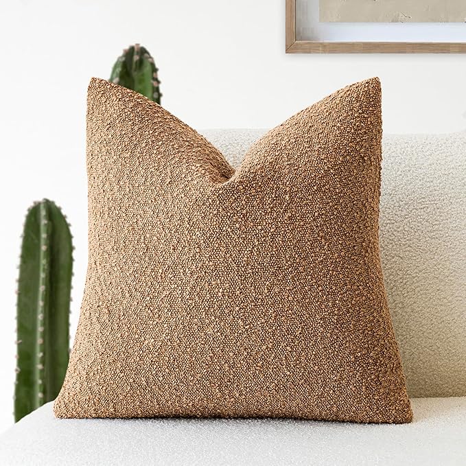 Foindtower Decorative Textured Boucle Throw Pillow Covers Accent Solid Pillow by Foindtower
