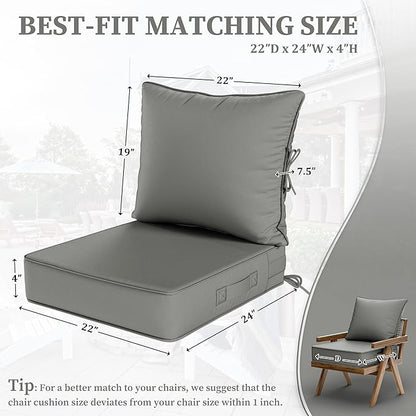 Outdoor Seat Cushion Set 22 L × 24 W × 5 H Inch Waterproof & Fade Resistant - Image 2