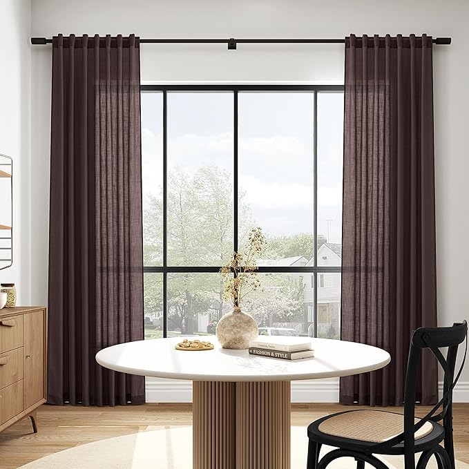 Coffee Brown Linen Curtains 90 inch Length - Image 5