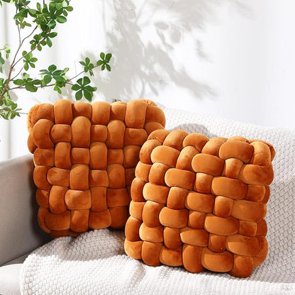 Wenqik 2 Pcs Knot Pillows Square Knotted Plush Throws Soft Accent Pillows by Wenqik