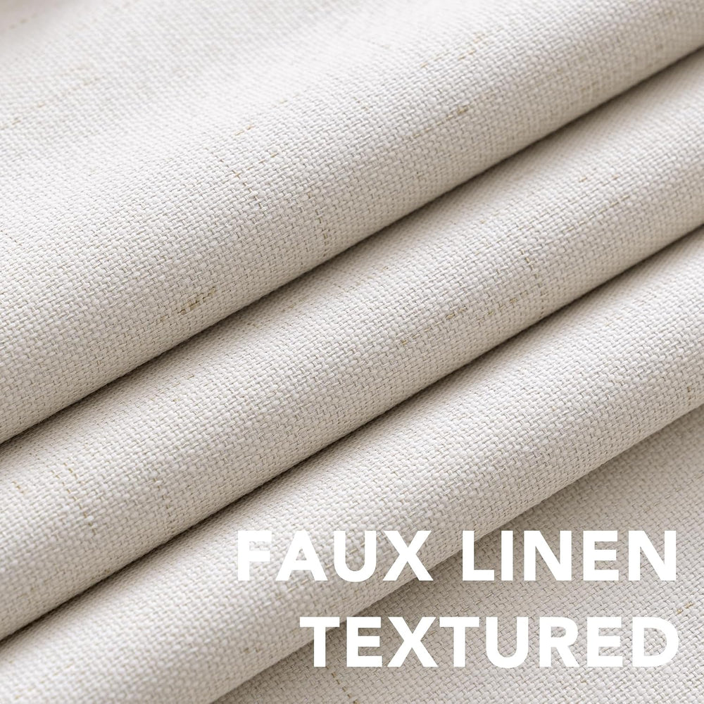 H.VERSAILTEX 100% Blackout Linen Curtains 84" L 2 Panels Ivory