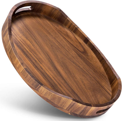 housejoy wood serving tray with handle,ottoman tray with, main product view