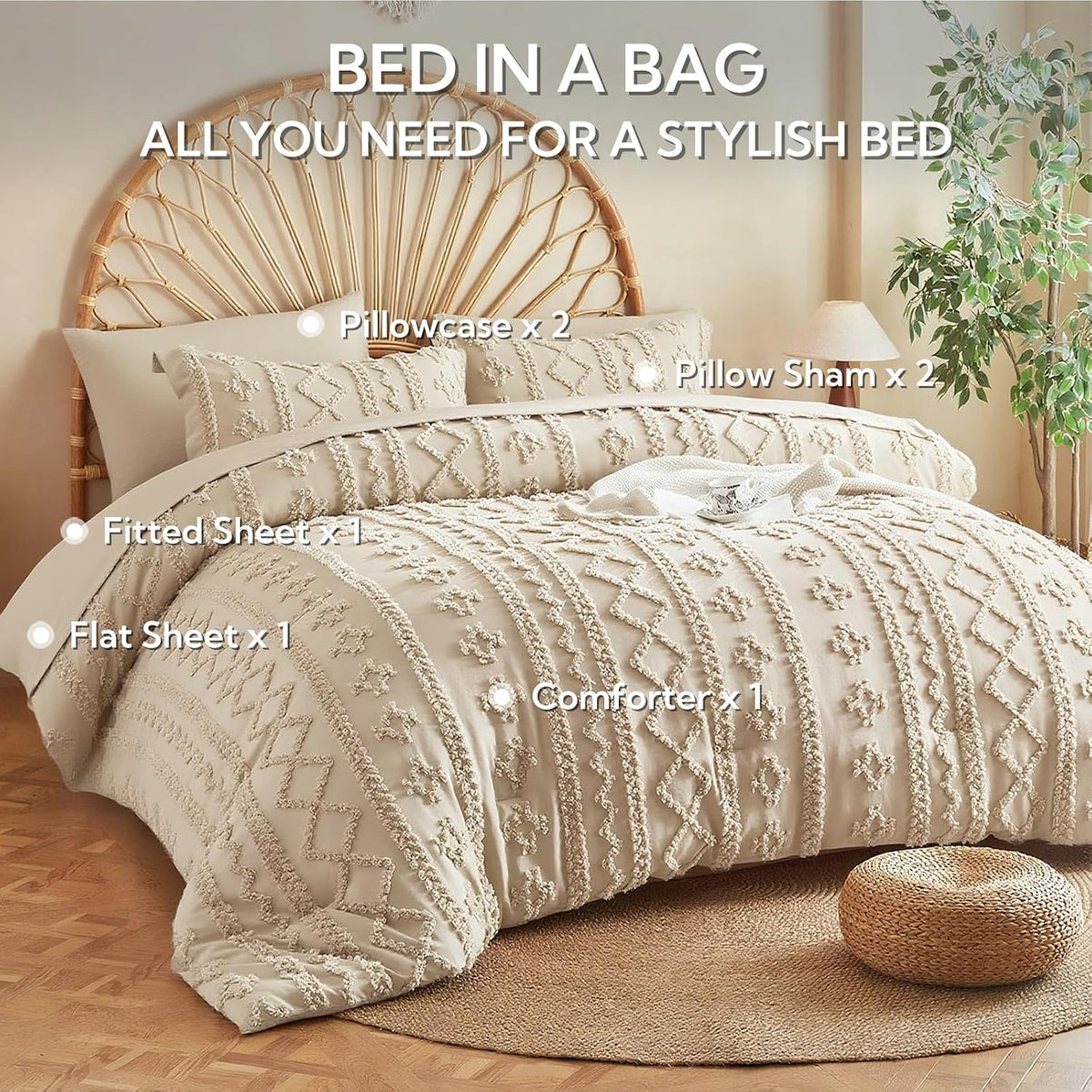 mr&hm queen comforter set 7 pieces, fluffy tufted, view 9